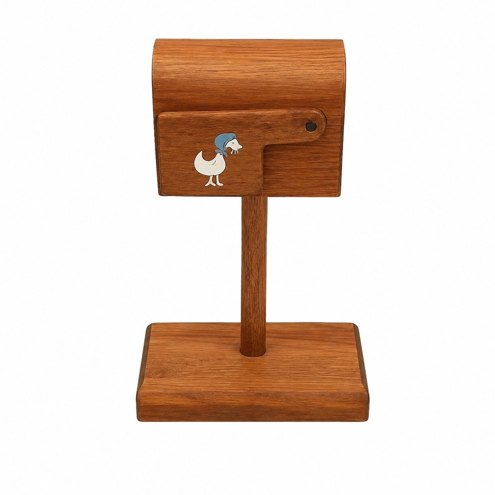 Vintage Wooden Country Goose Mailbox Desk Organizer Stamp Dispenser Cottage core